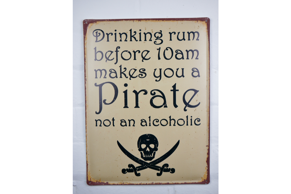 Pirate Drinking Rum Sign The Post House Home of Thrift & Post House