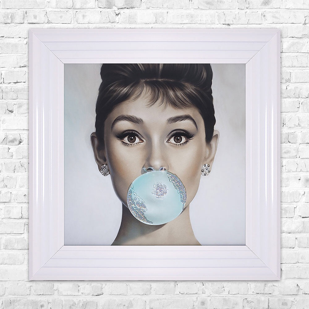 Audrey Hepburn Bubblegum liquid crystal Framed Artwork Picture