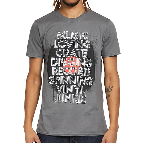 Vinyl Record Collector Crate Digging Words t shirt 100% Licenced Cotton TShirt
