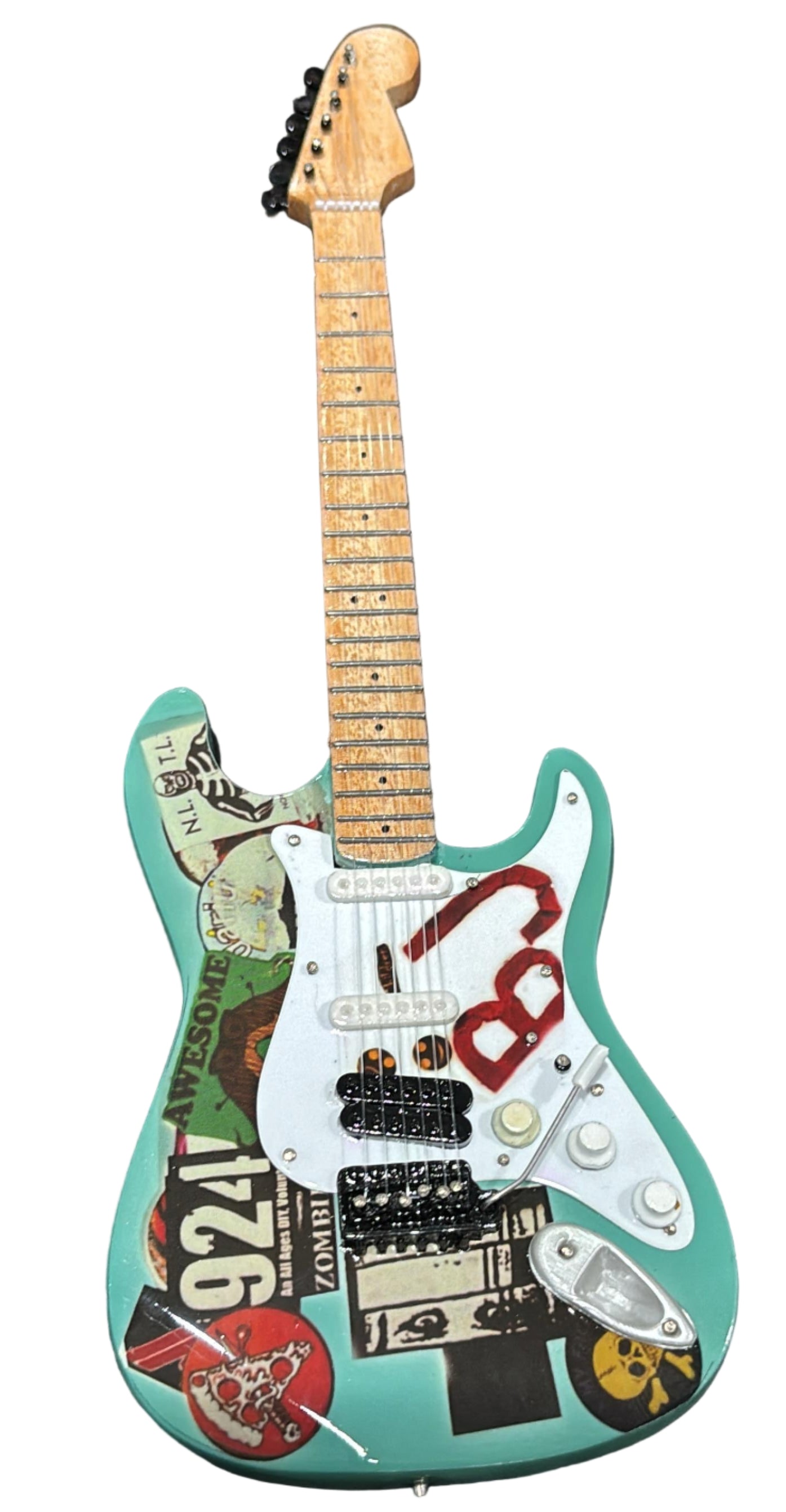 Greenday Billie Joe 25cm Handmade wooden collectible replica miniature mini guitar with stand (No.27)