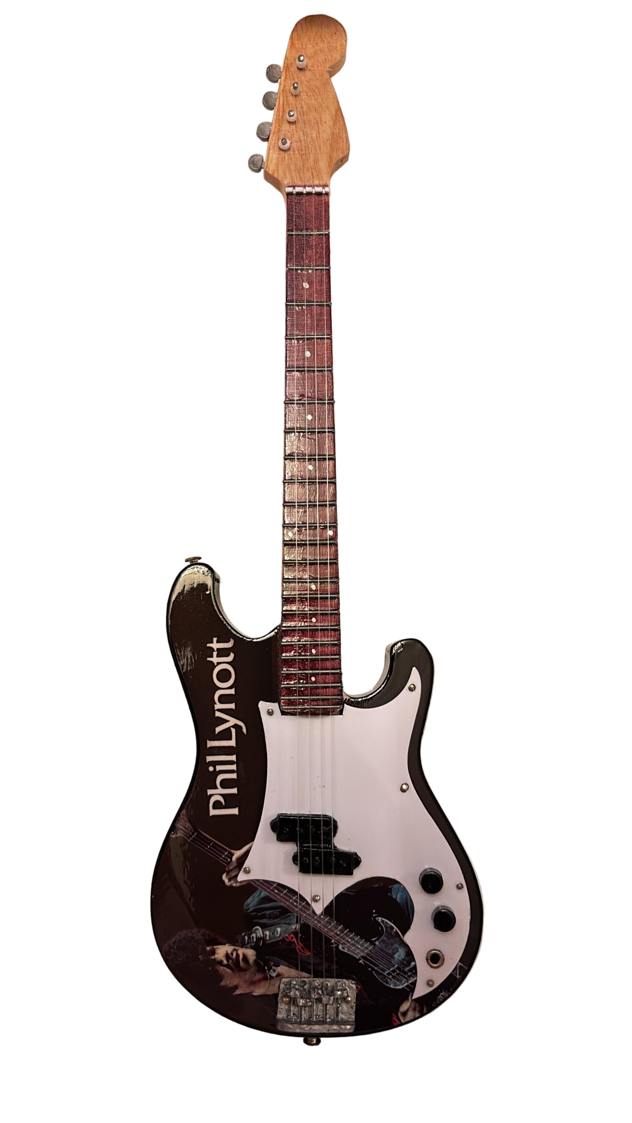 Thin Lizzy Phil Lynott 25cm Handmade wooden collectible replica miniature mini guitar with stand (no. 87)