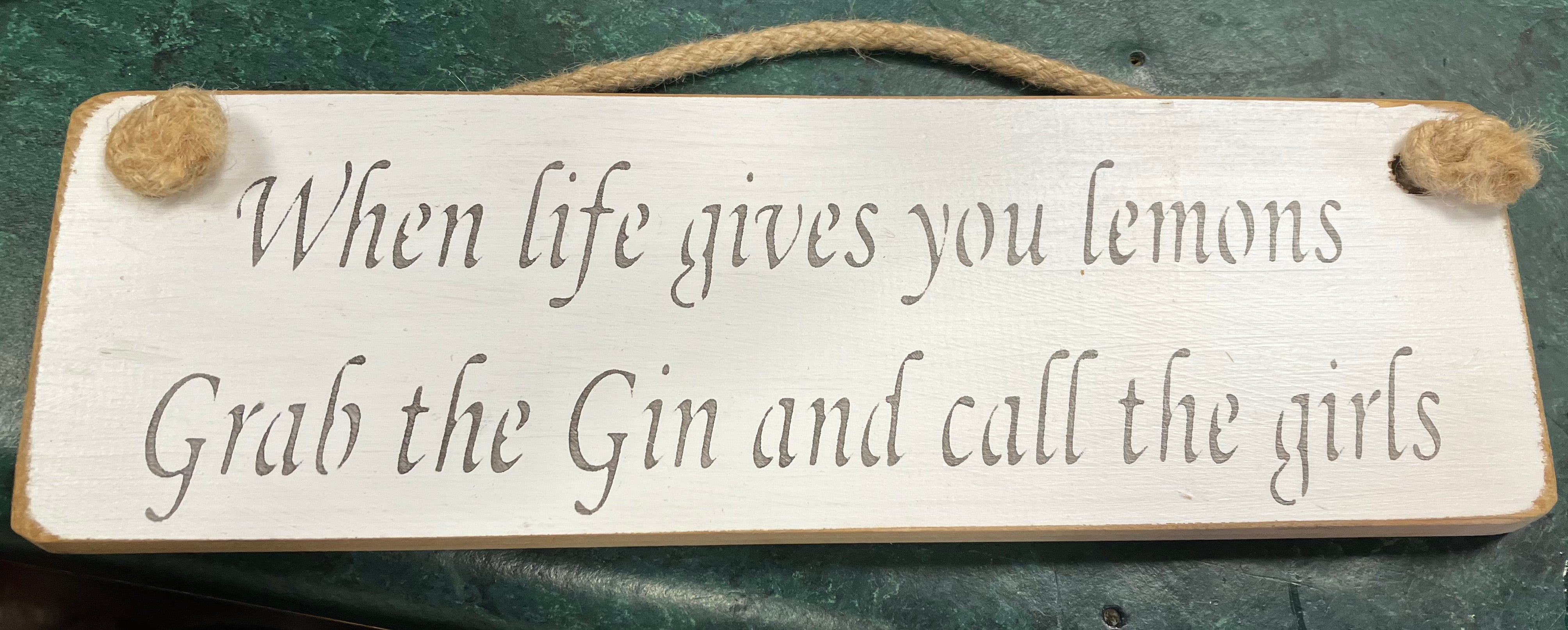 Wooden sign gin and girls