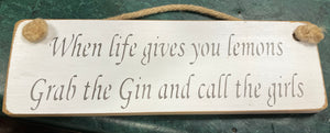 Wooden sign gin and girls