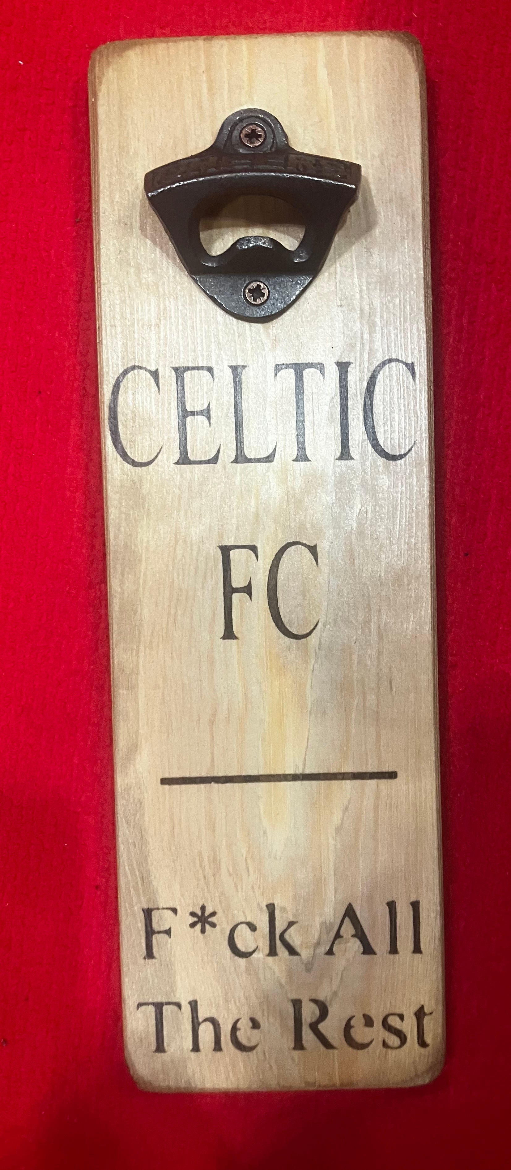 Solid Wood Handmade football bottle opener wall mounted - choice of team
