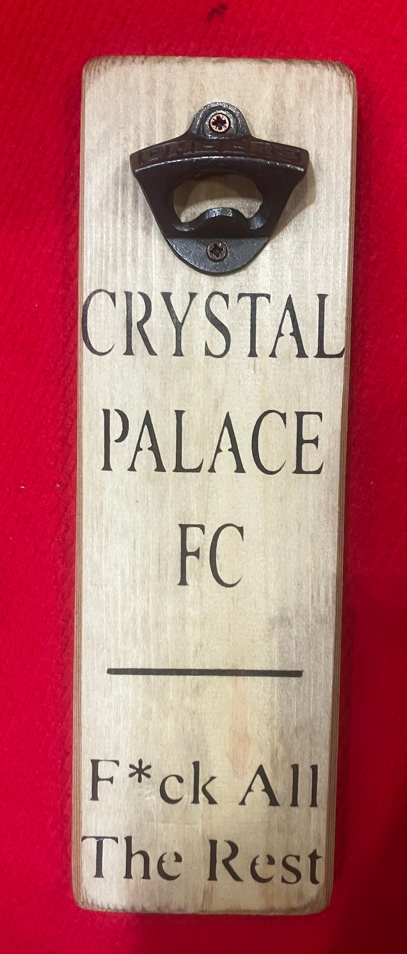 Solid Wood Handmade football bottle opener wall mounted - choice of team