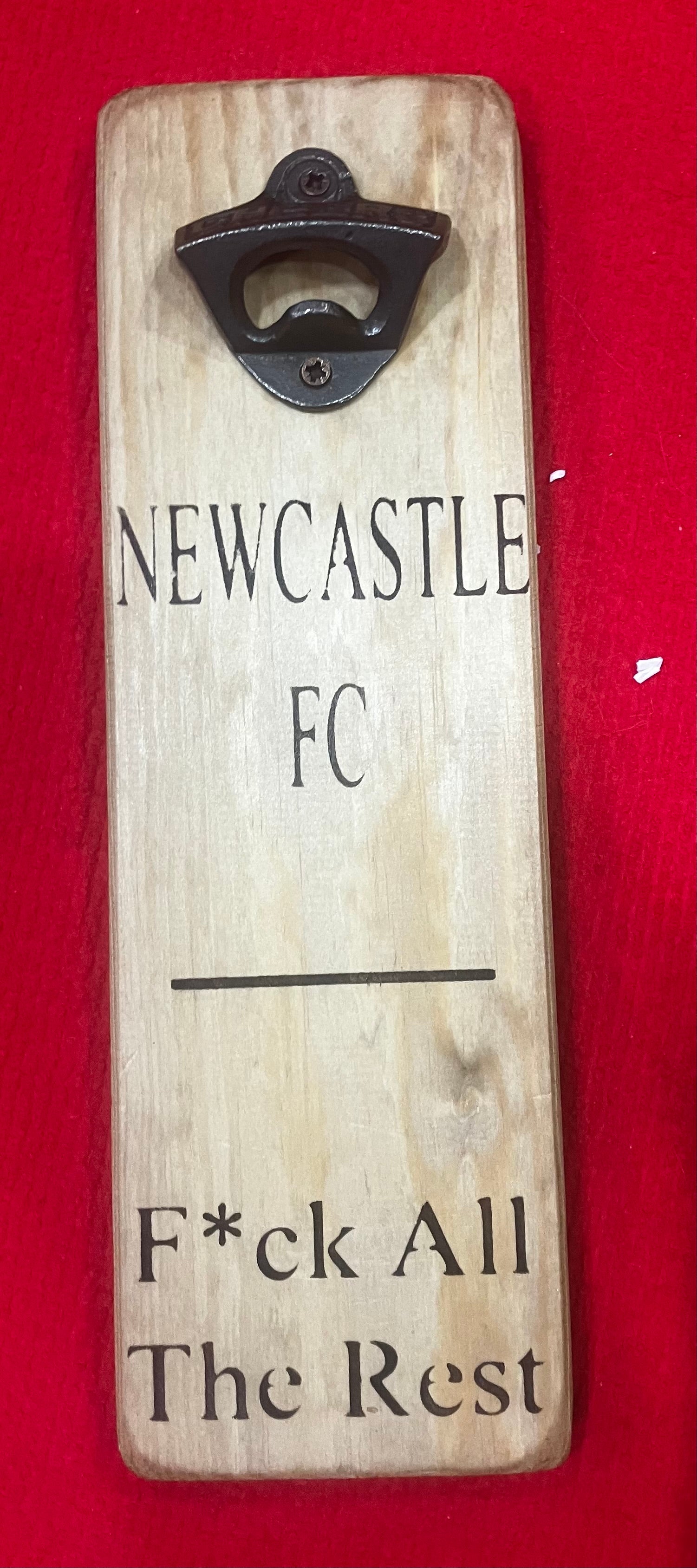 Solid Wood Handmade football bottle opener wall mounted - choice of team