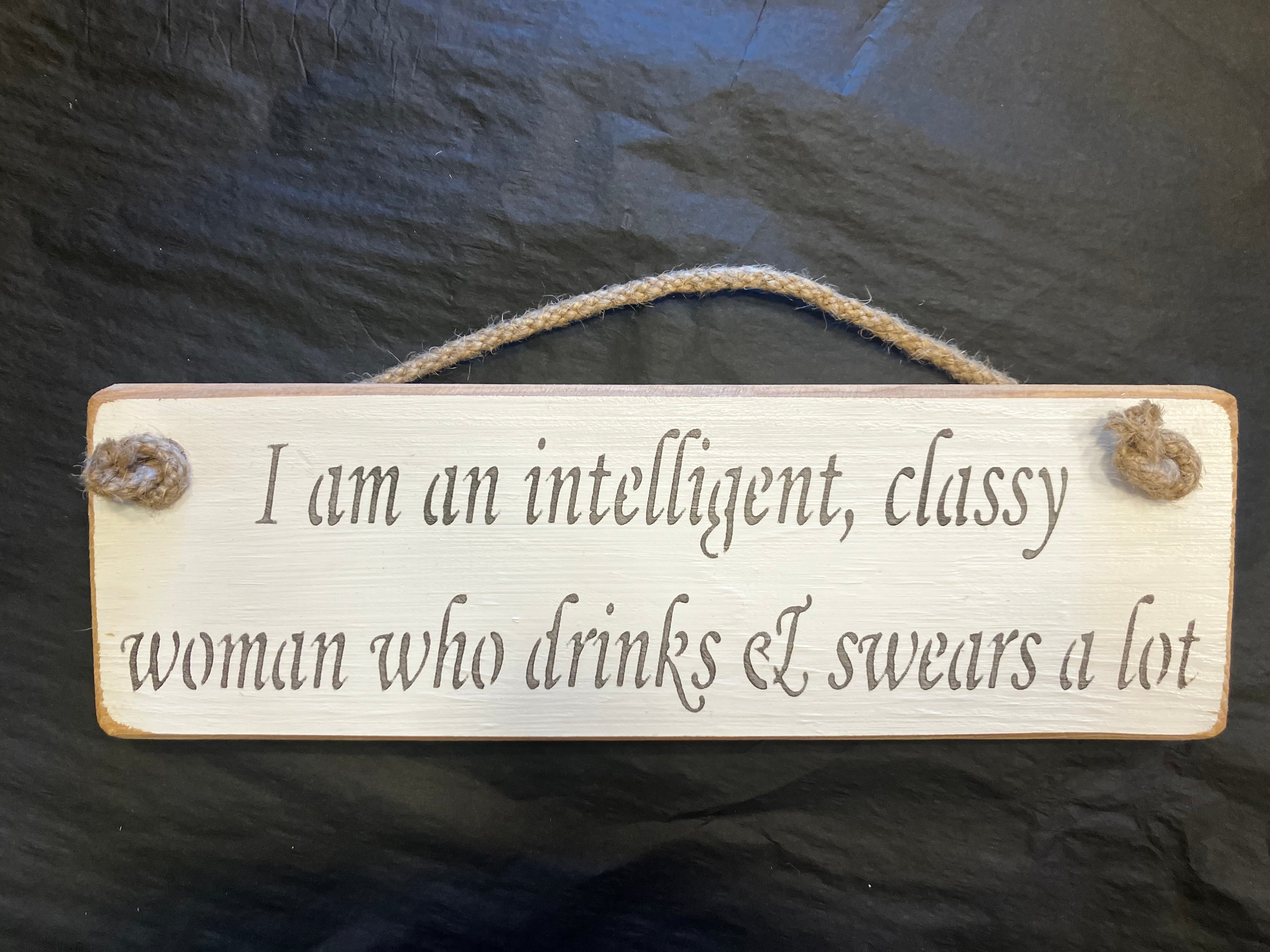 Wooden sign swear and drinks