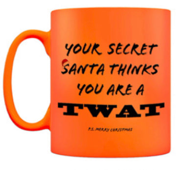 Funny Ceramic Mug - Your Secret Santa Thinks you are a Cunt / Twat - Choice of 2