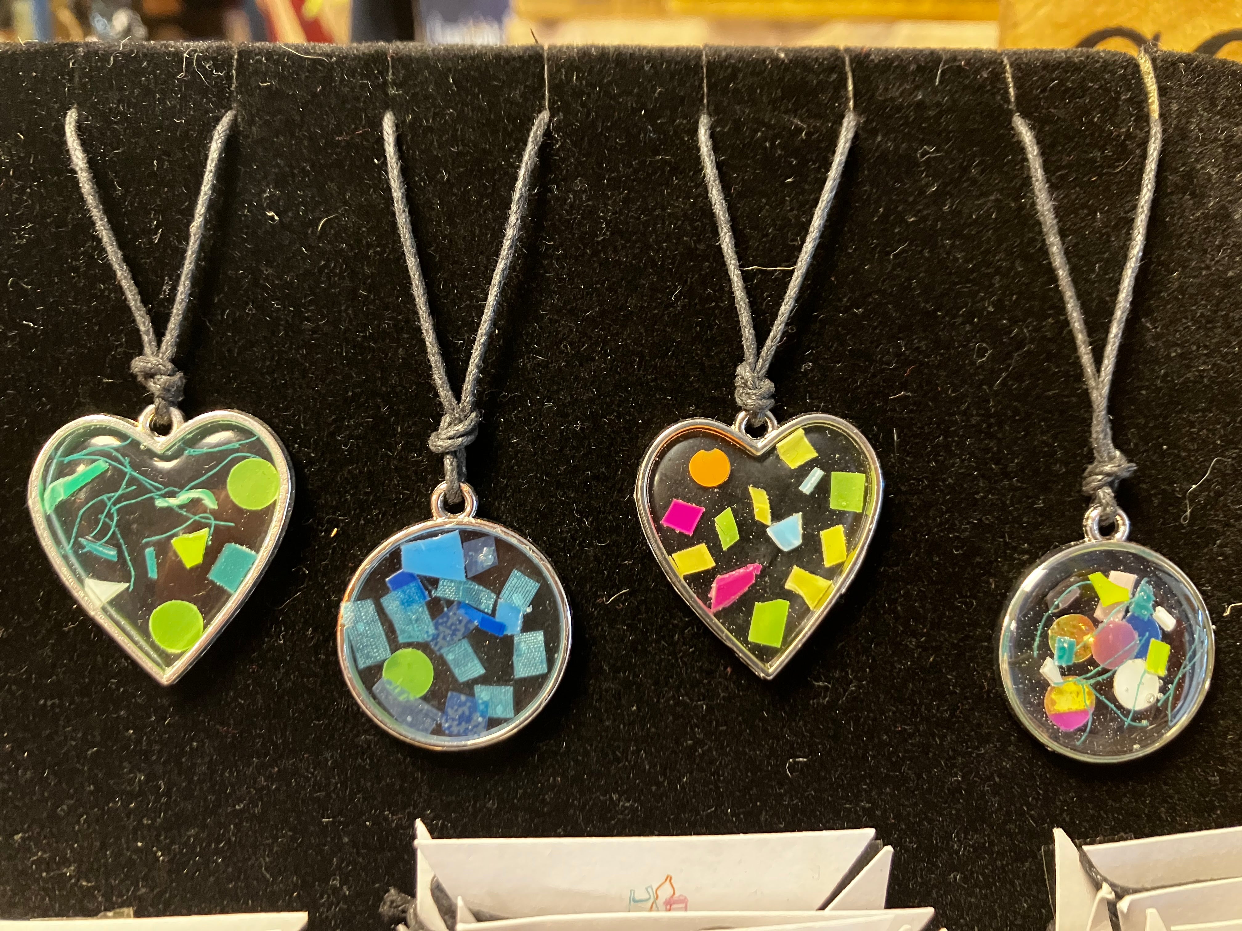 Eco heart and circle pendants