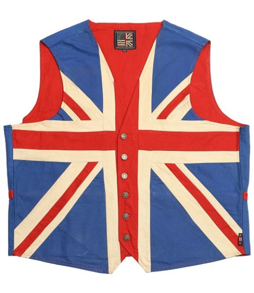 British Union Jack Cotton Marine Canvas Handmade Stitched Quality Flag Waistcoat