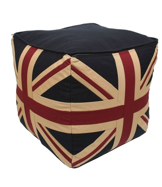 Heavy Duty Cotton Canvas Handmade Stitched Flag Pouffe / Ottoman  - Choice of flag