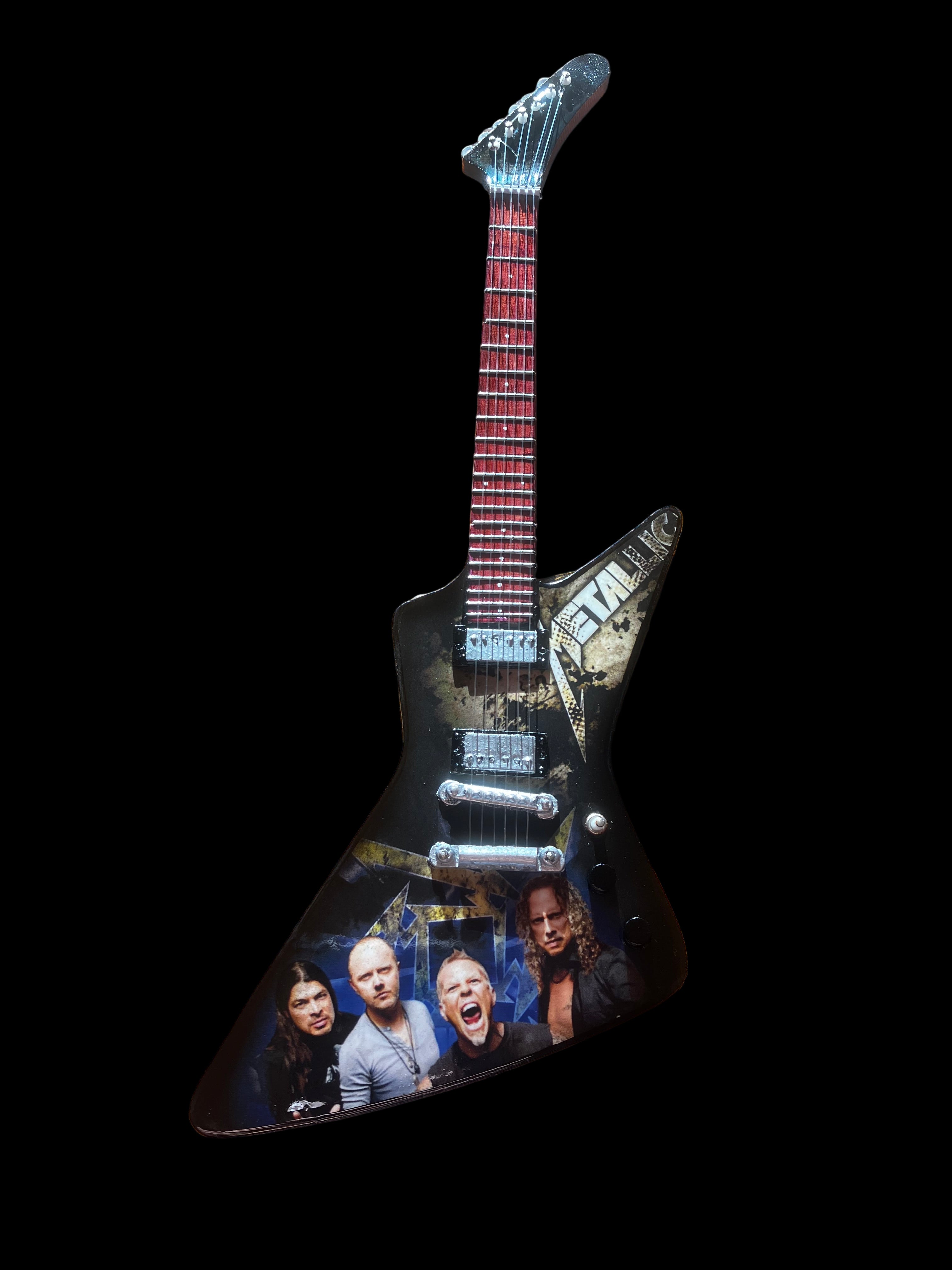 Metallica Explorer 25cm Handmade wooden collectible replica miniature mini guitar with stand (No.44)