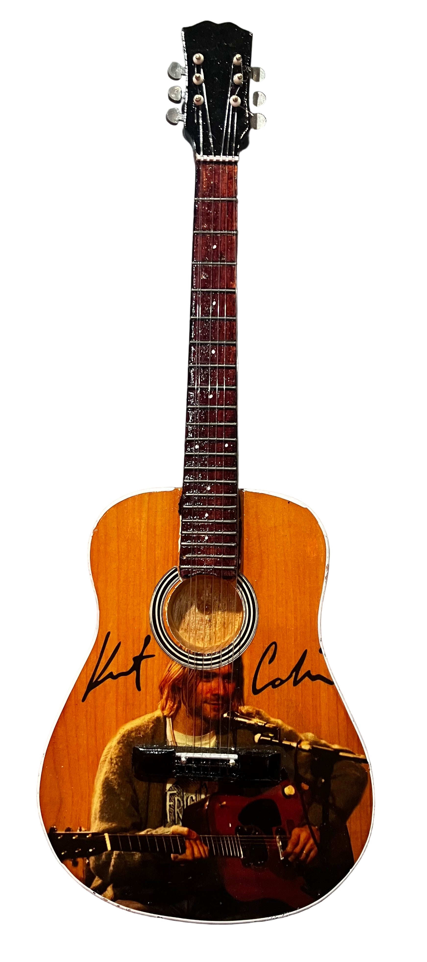 Nirvana Kurt Cobain Unplugged 25cm Handmade wooden collectible replica miniature mini guitar with stand (no. 56)