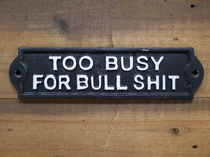 Cast Iron Funny Too Busy For Bullshit Sign