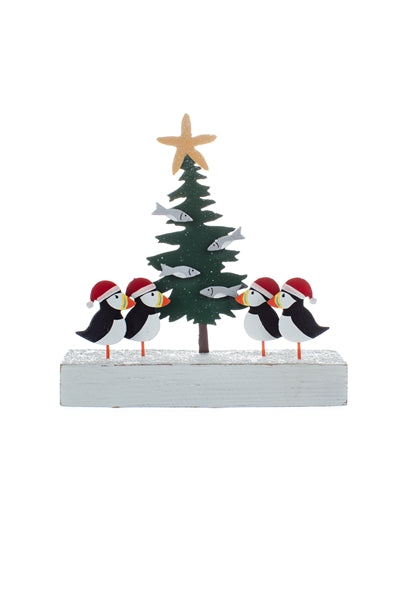 Shoeless joe Christmas Decoration - Puffins Dressing the Christmas Tree with fish