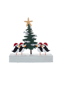 Shoeless joe Christmas Decoration - Puffins Dressing the Christmas Tree with fish