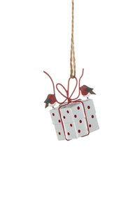 Shoeless joe Christmas Decoration - Robins Tying Present - Choice of Colours