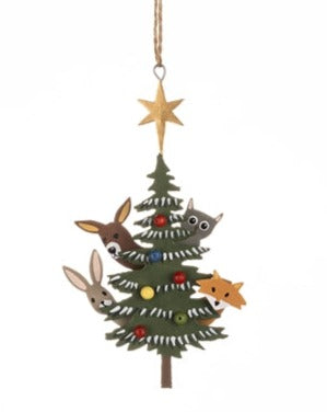 Shoeless joe Christmas Decoration - Peek a boo Rabbit, deer, owl & Fox Tree Hanger