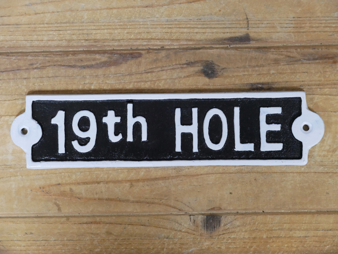 19th Hole Pub Bar Golf Hand Painted Cast Iron Sign