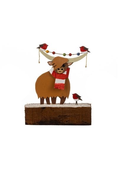 Shoeless joe Christmas Decoration - Highland Cow Coo and Robin