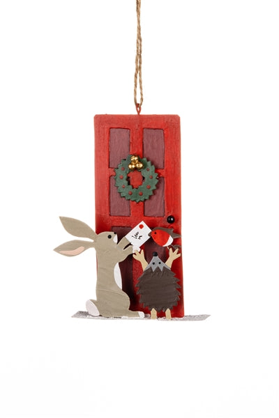 Shoeless joe Christmas Decoration - Hedgehog, Bunny and Robin Posting Card Hanger