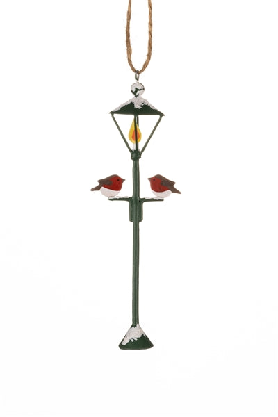 Shoeless joe Christmas Decoration - Robins on Lampost Hanger