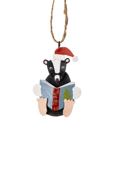 Shoeless joe Christmas Decoration - Badger Reading Book