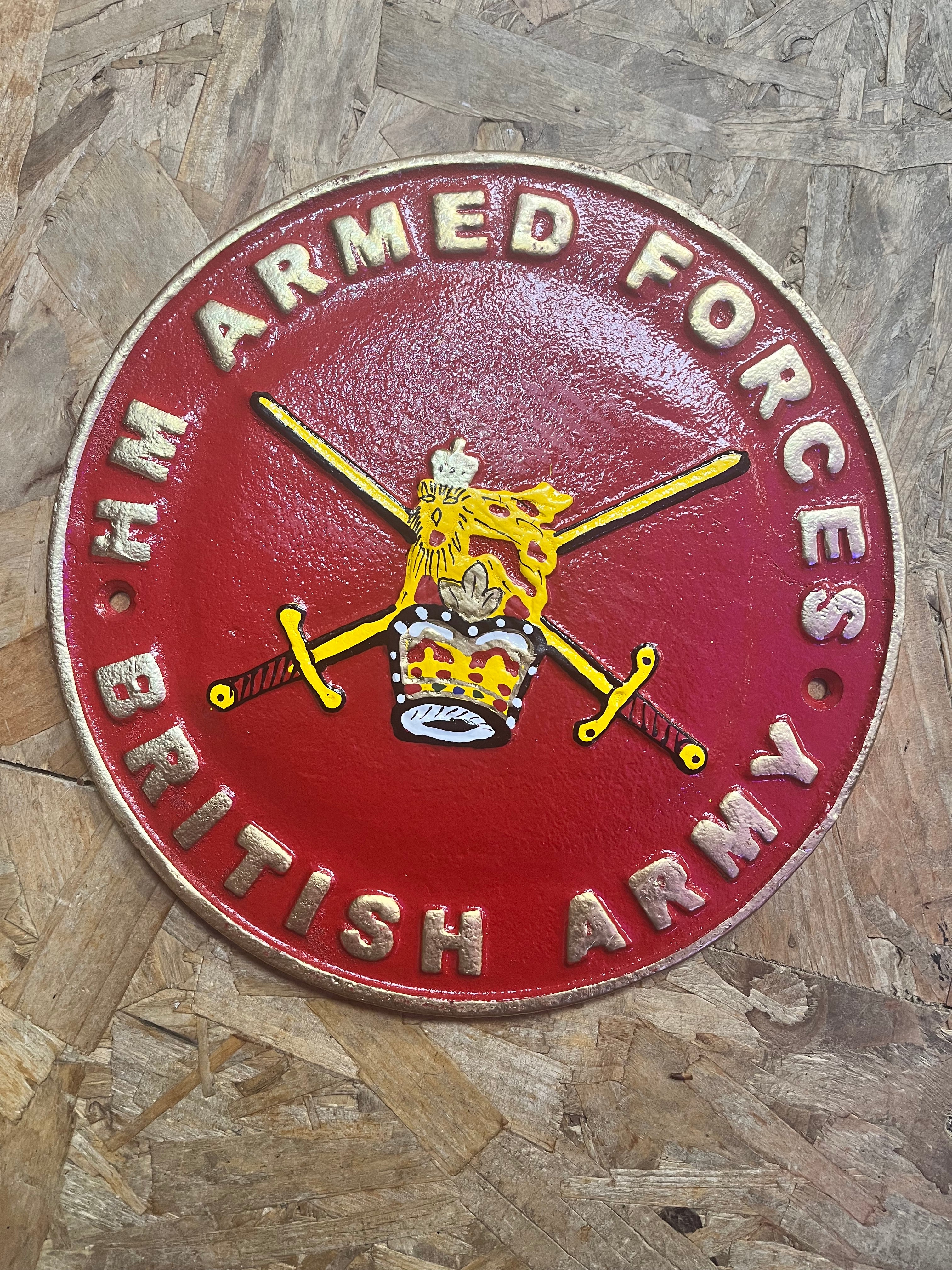 HM Armed Forces Military Hand Painted Solid Cast Iron Wall Sign
