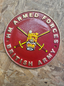 HM Armed Forces Military Hand Painted Solid Cast Iron Wall Sign