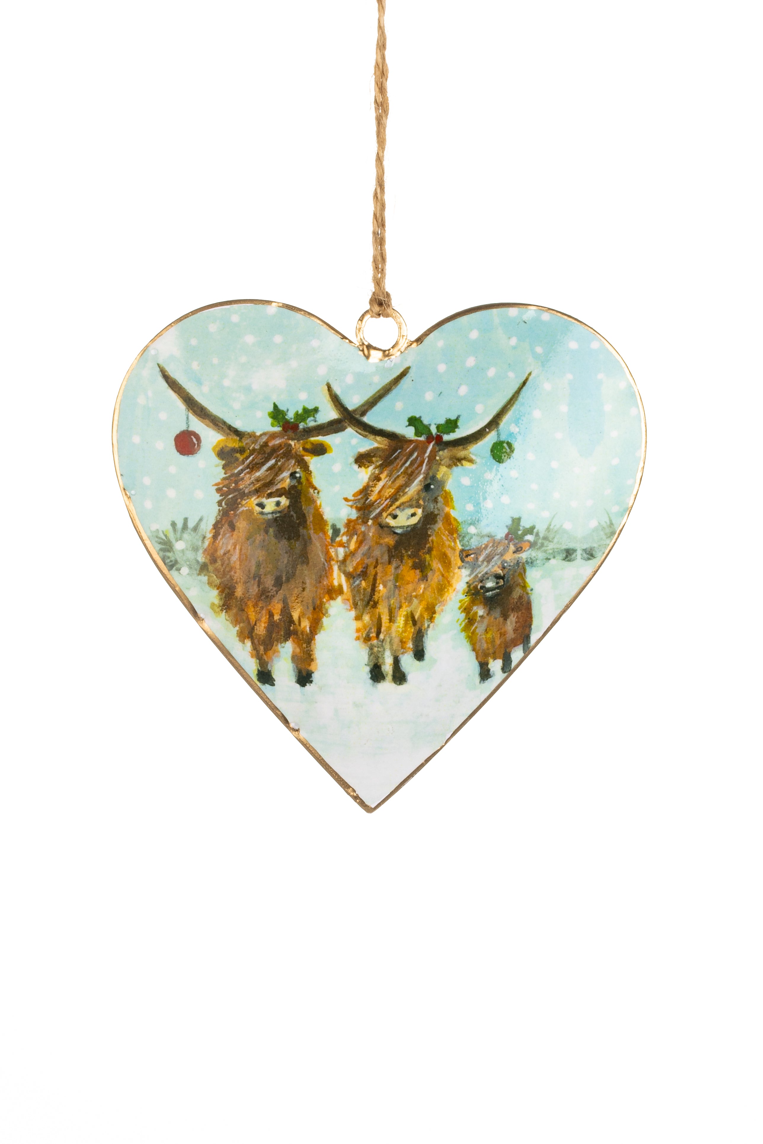 Shoeless joe Christmas Decoration - Metal Heart Tree or Bauble Hanger - Choice Of Designs