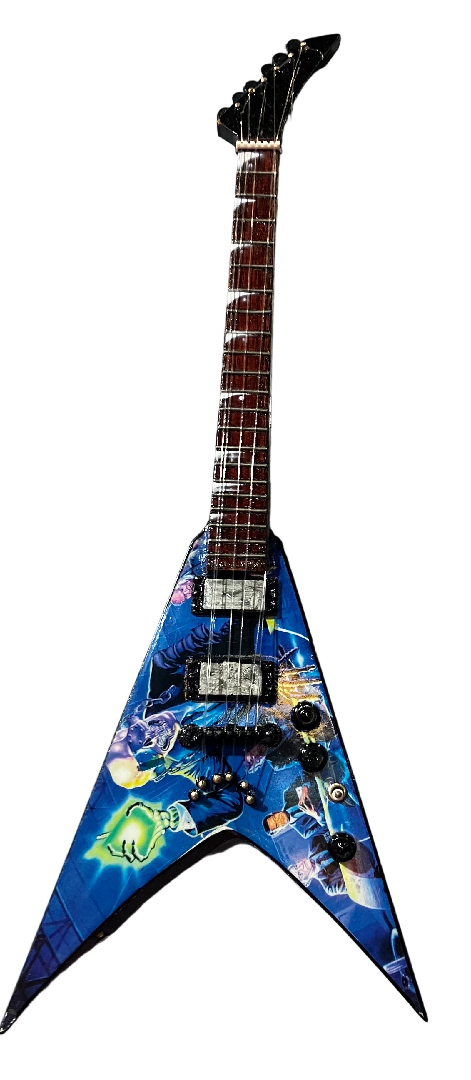 Megadeth Rust in Peace 25cm Handmade wooden collectible replica miniature mini guitar with stand (no.42)