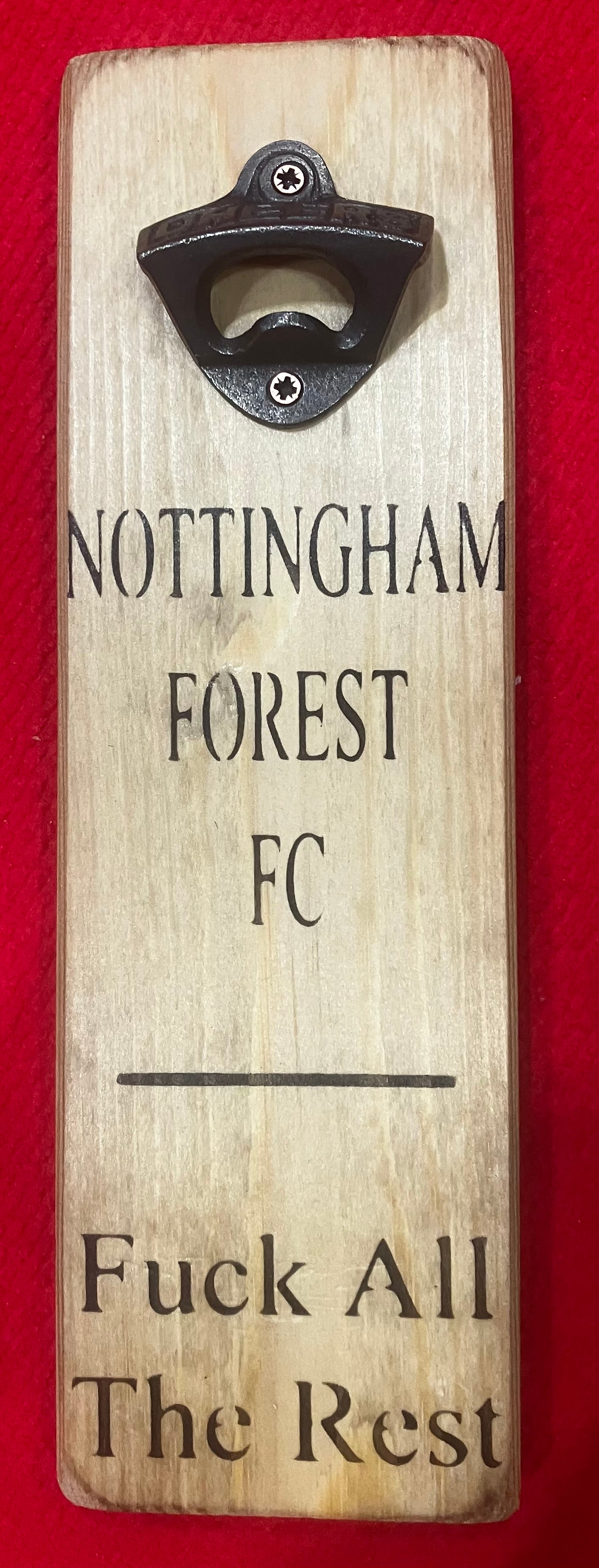 Solid Wood Handmade football bottle opener wall mounted - choice of team