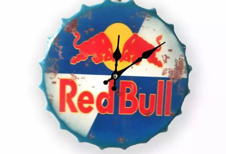 Wall Clock Bottle tops - Red Bull