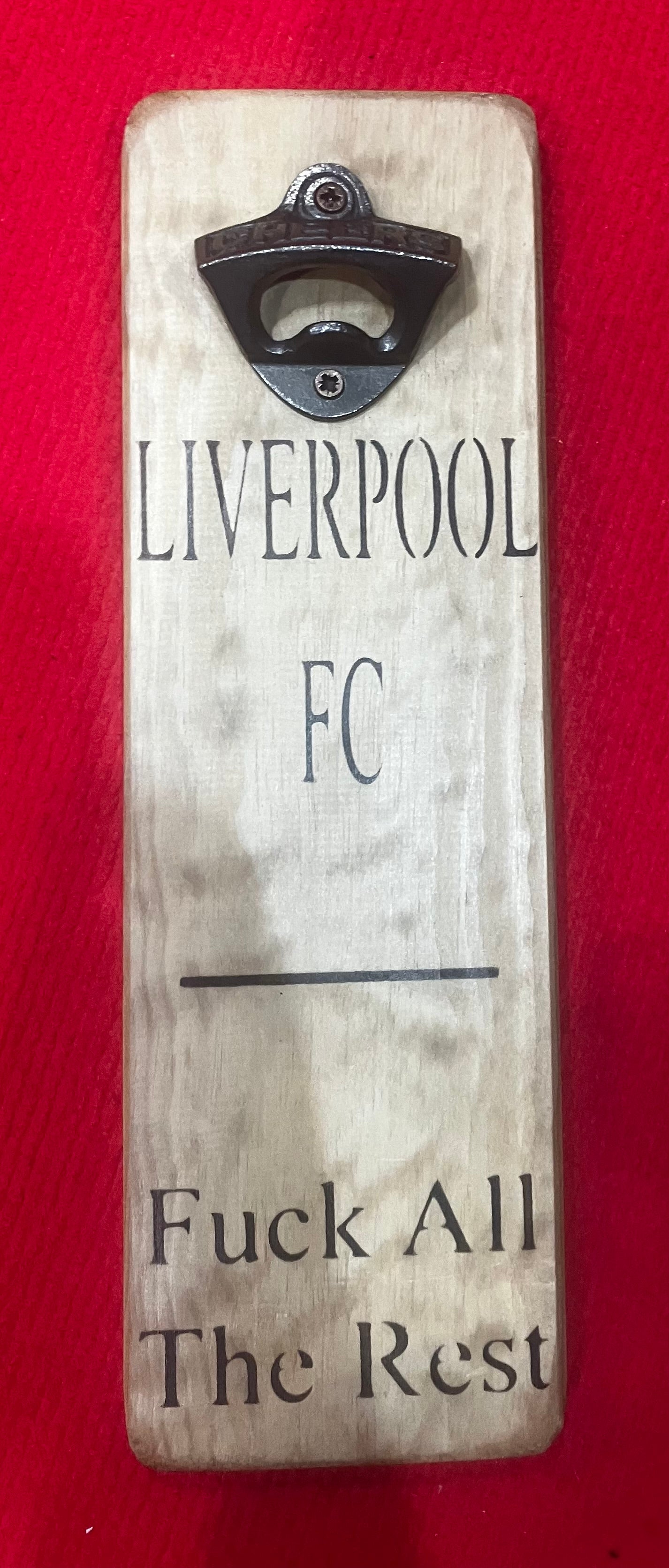 Solid Wood Handmade football bottle opener wall mounted - choice of team