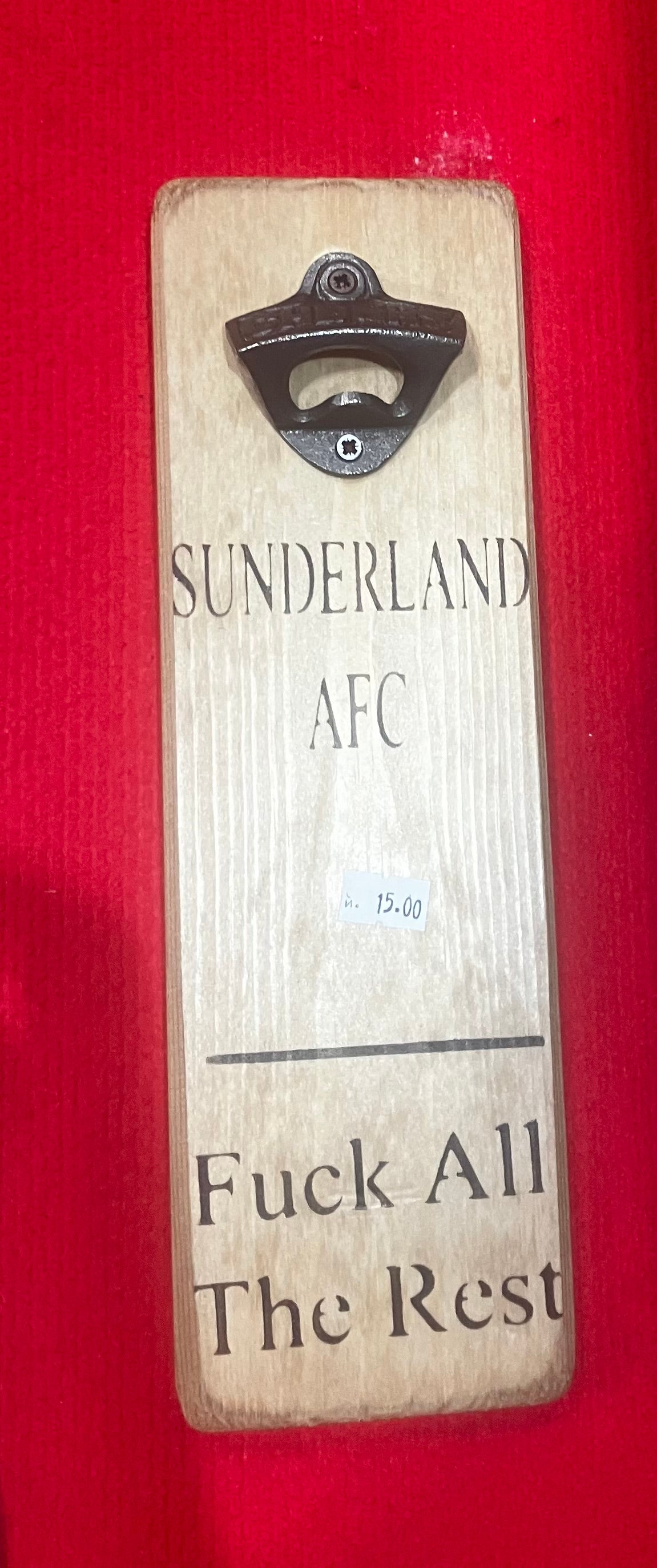 Solid Wood Handmade football bottle opener wall mounted - choice of team
