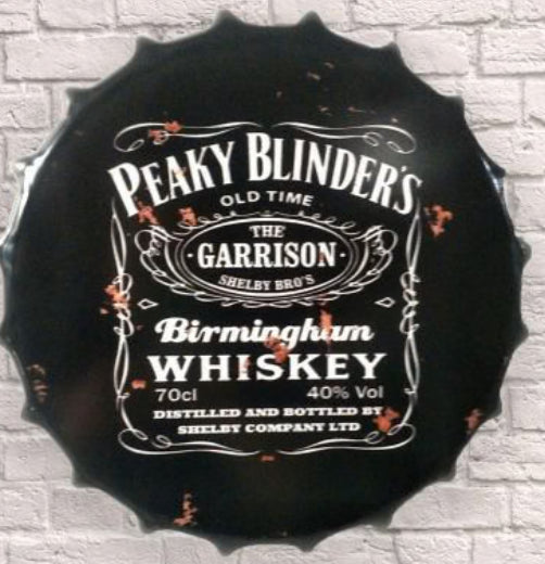 Peaky Blinders Birmingham whiskey bottle top wall art