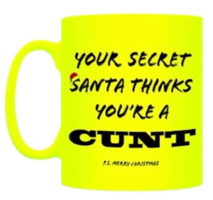 Funny Ceramic Mug - Your Secret Santa Thinks you are a Cunt / Twat - Choice of 2