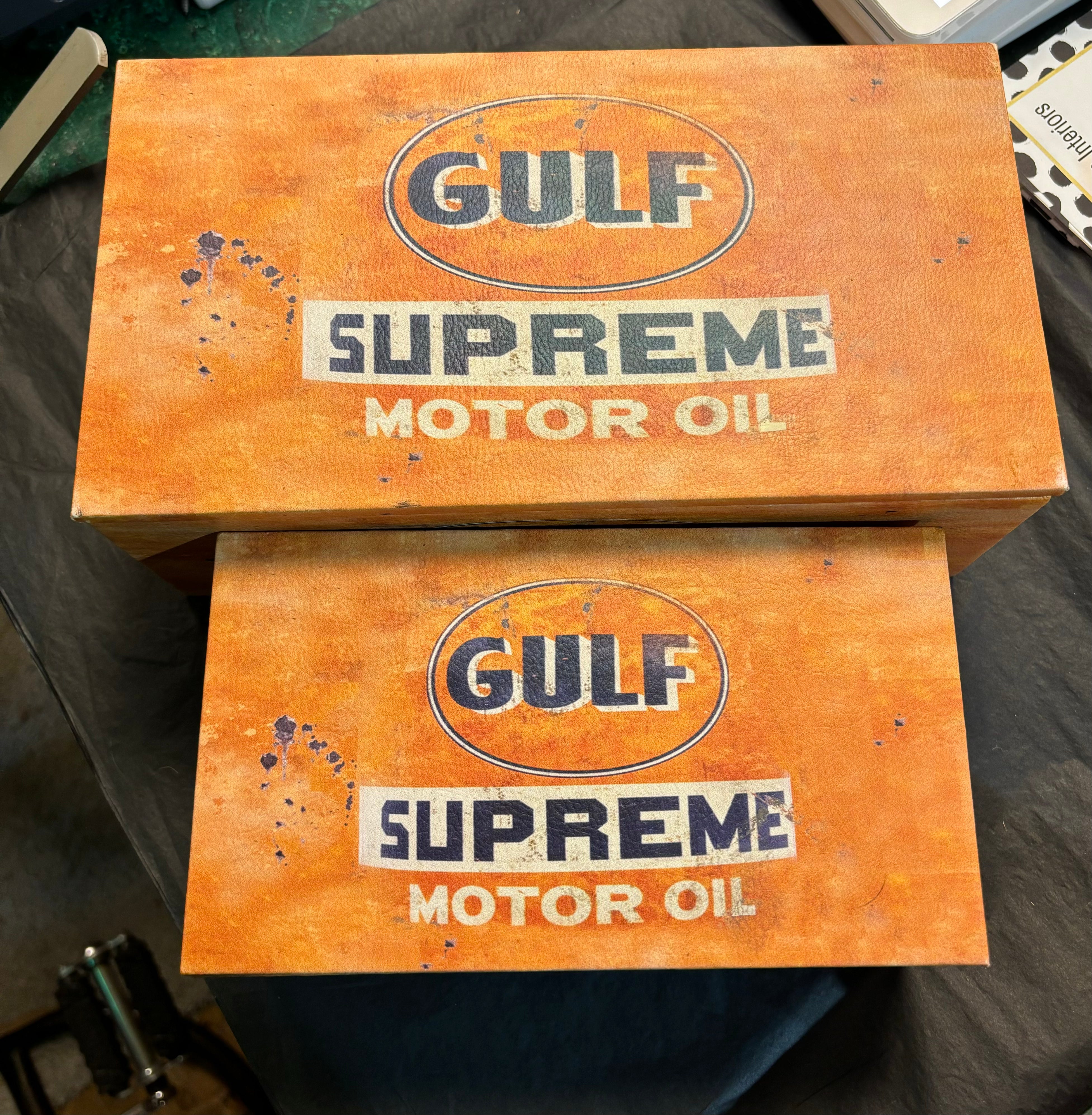 Gulf Supreme Motor Oil Storage Box - Choice of 2 sizes - SALE