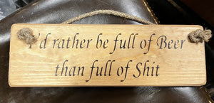 Wooden sign beer rude