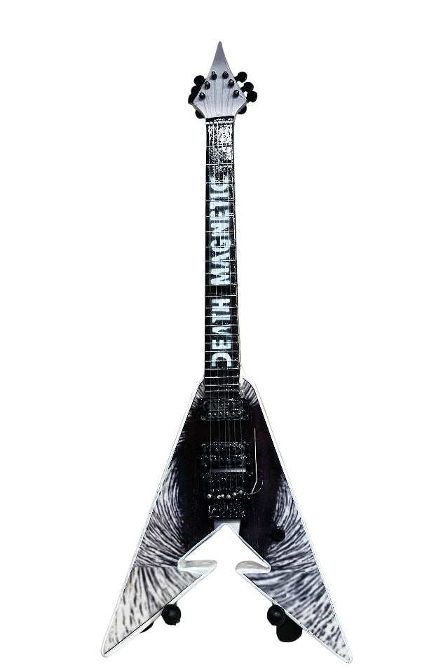 Metallica Kirk Hammett Death Magnetic V 25cm Handmade wooden collectible replica miniature mini guitar with stand (No.47)