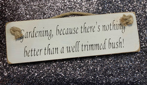 Wooden sign gardening