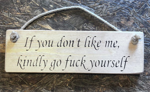 Wooden sign sweary