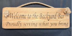 Wooden sign bar