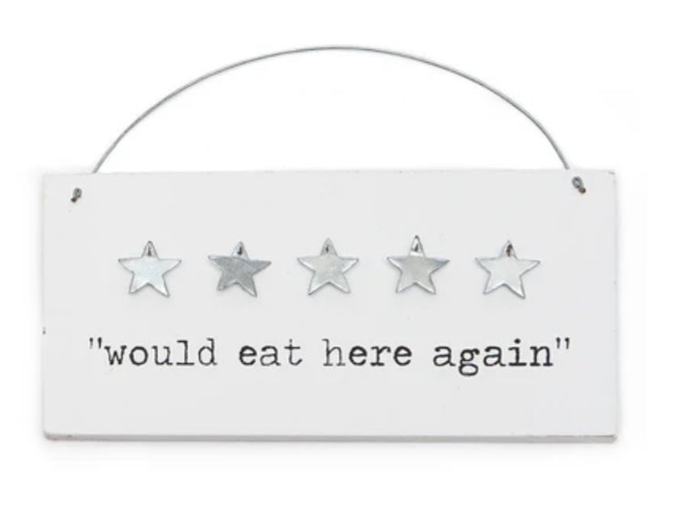 Shoeless Joe Would Eat Here Again Wood & Metal Handcrafted Hanging sign - Gift for Cook / Dinner Party