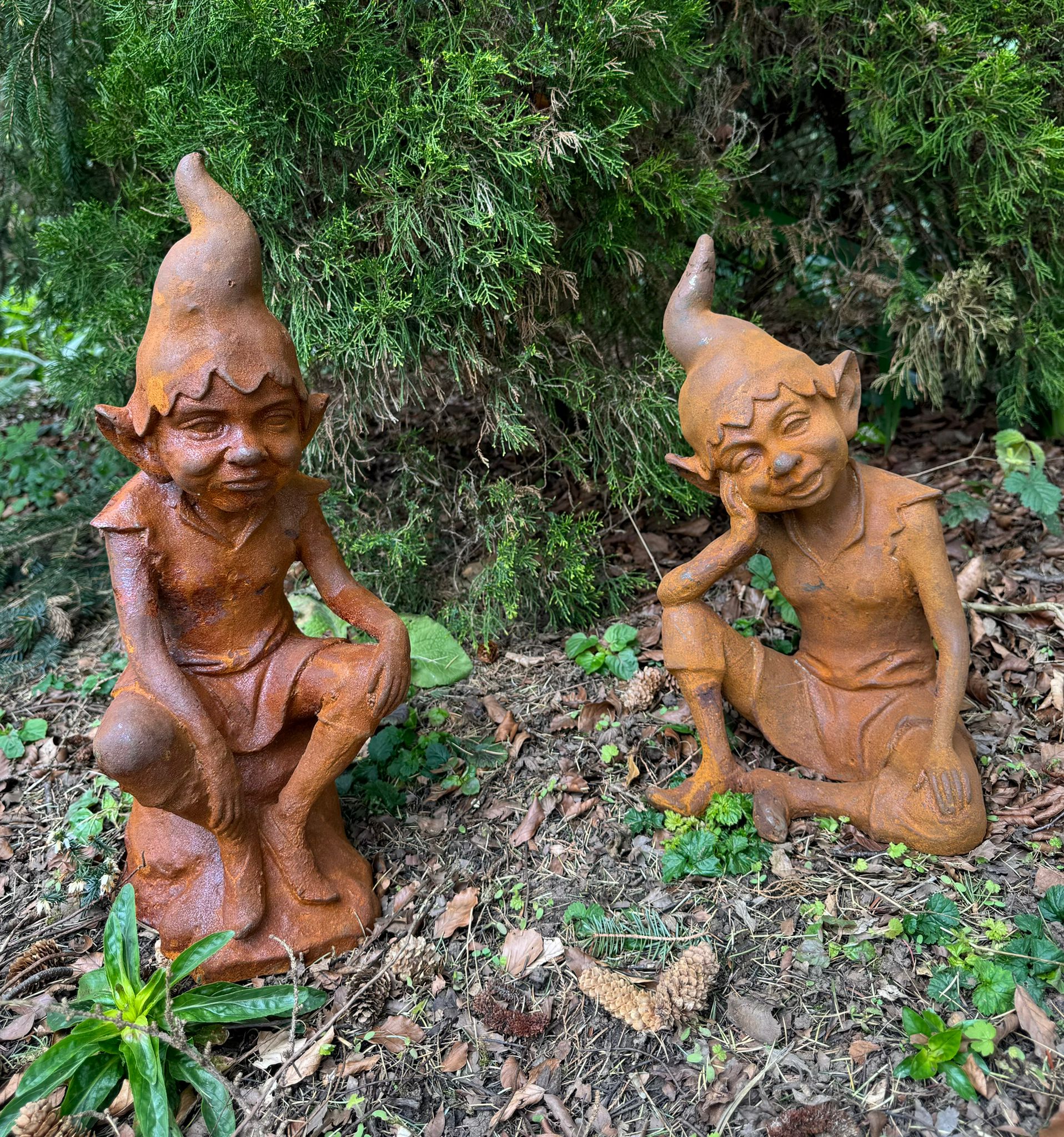 Solid Heavy Cast Iron Rusty Pixie Fairy Garden Figures - Choice of 2