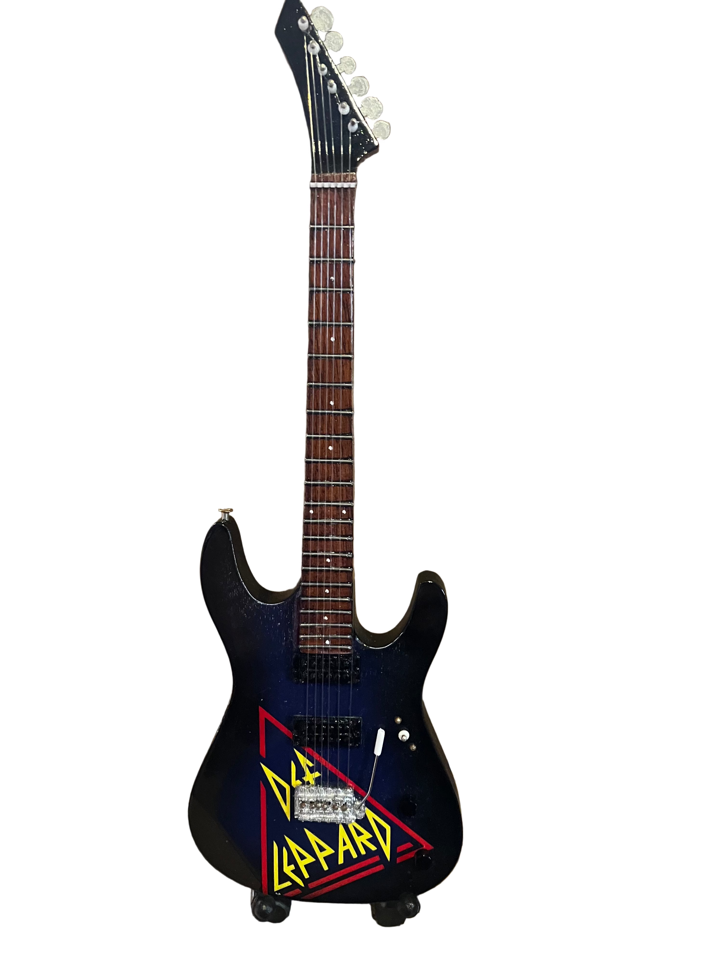 Def Leppard Handmade wooden collectible replica miniature mini guitar with stand