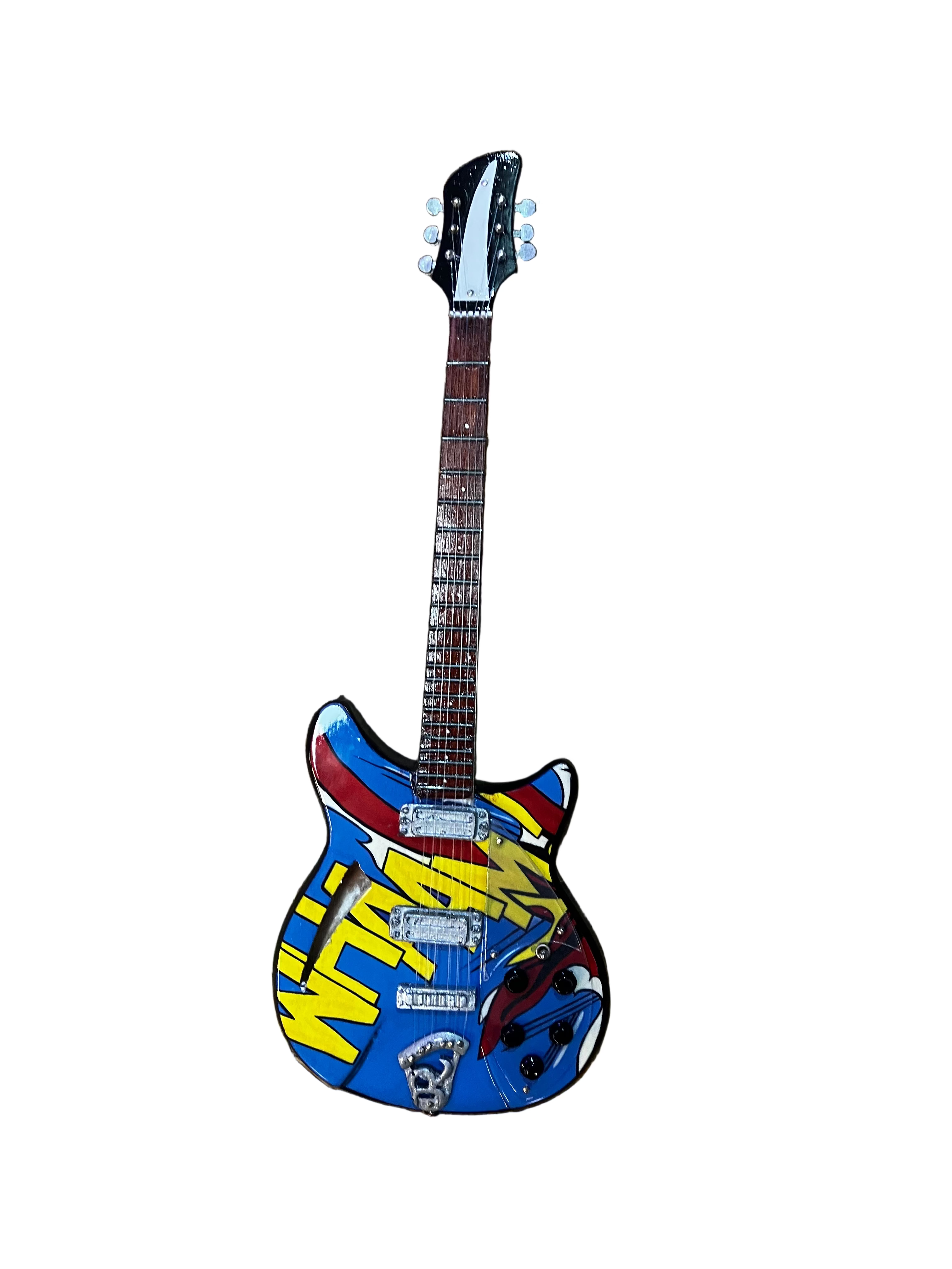 The Jam Whaam 25cm Handmade wooden collectible replica miniature mini guitar with stand (no.84)