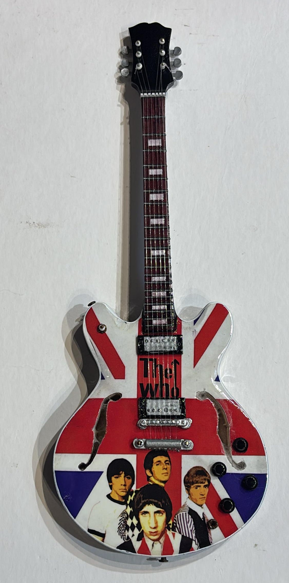 The Who 25cm Handmade wooden collectible replica miniature mini guitar with stand (no.85)