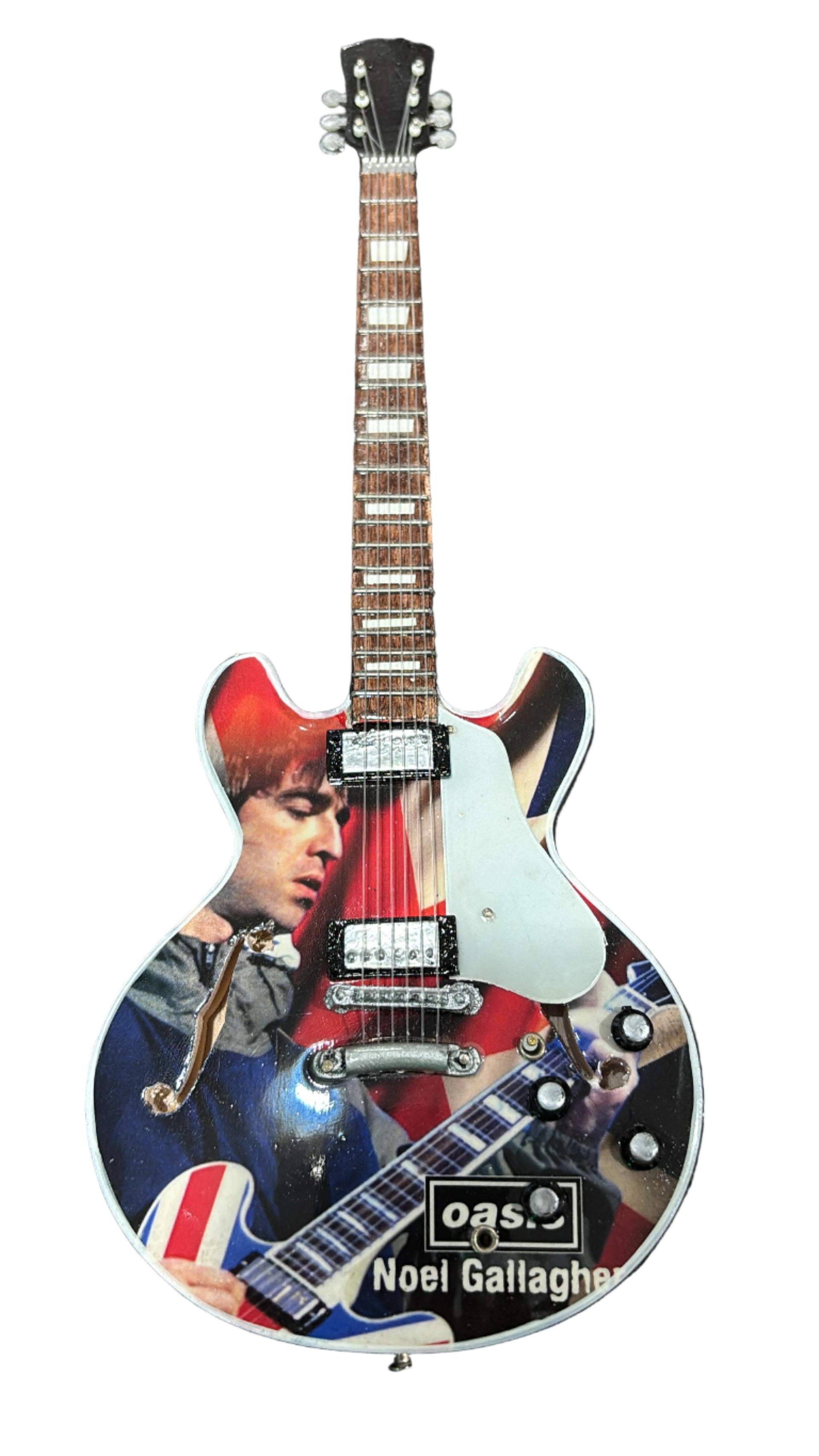 Oasis Noel Gallagher 25cm Handmade wooden collectible replica miniature mini guitar with stand (No.59)