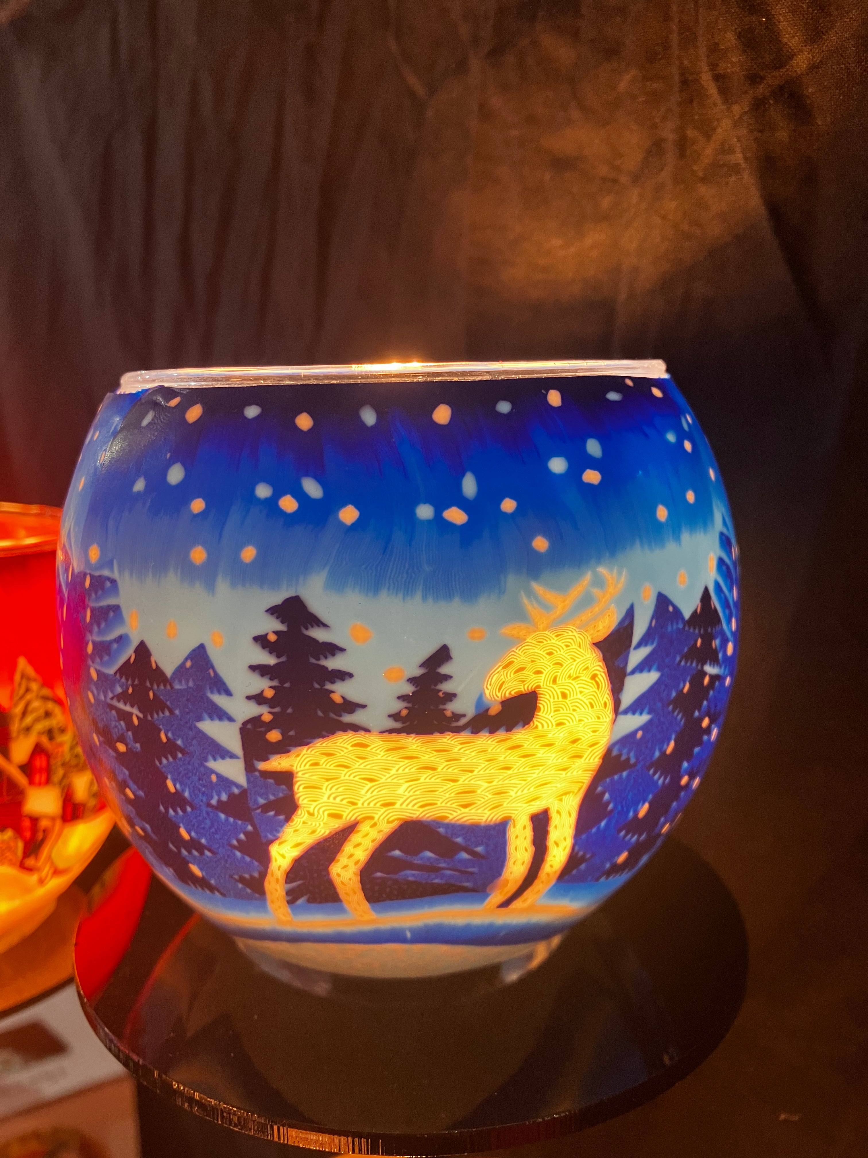 Luminous Glass Authentic German Tea Light Bowls - All year round and Christmas Designs Available